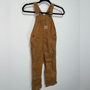 Carhartt Kids Duck Wash Bib Overalls Sz 6 Brown Cotton Canvas Adjustable